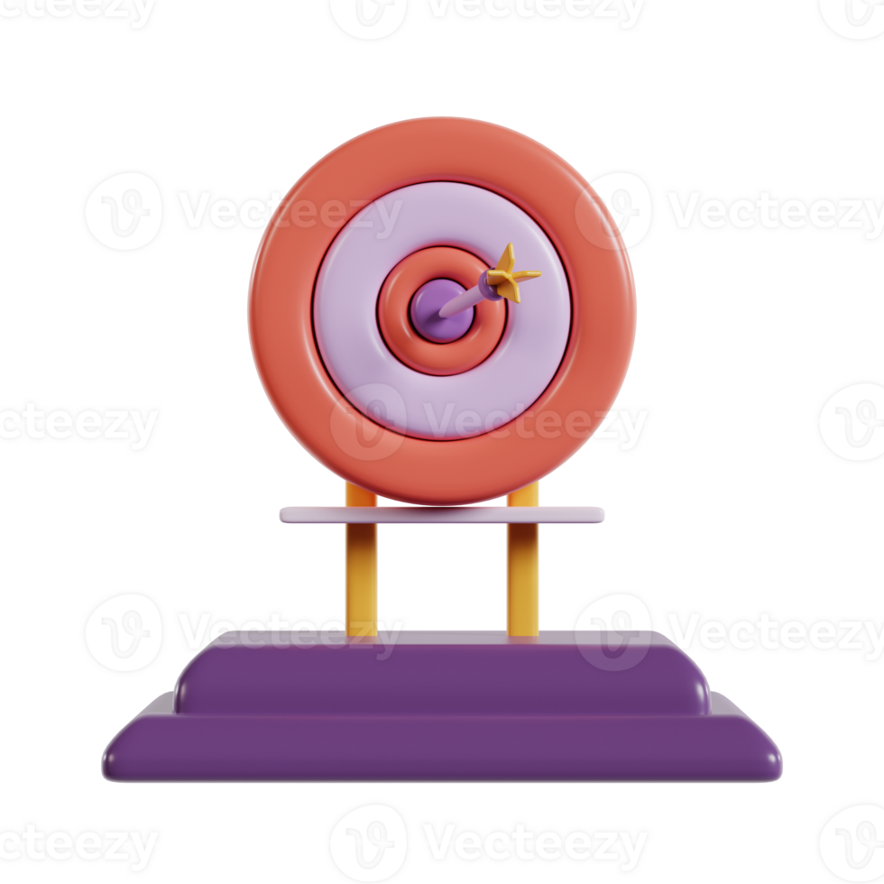A colorful 3D target on a stand, symbolizing goals and achievements. png