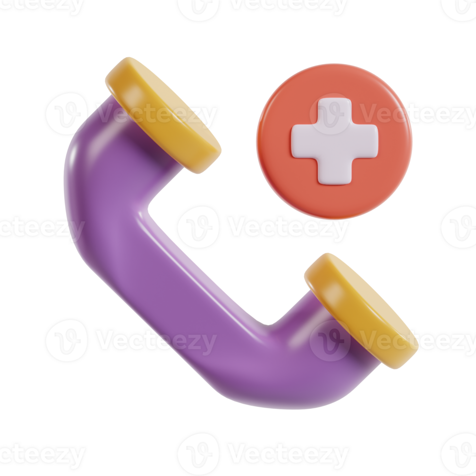 A purple telephone receiver next to a red medical cross symbol, suggesting health communication. png