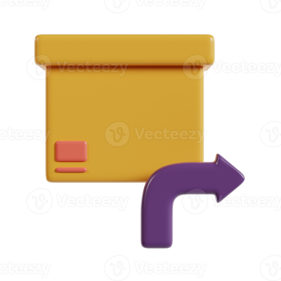 A stylized package with an arrow indicating return or shipment. png