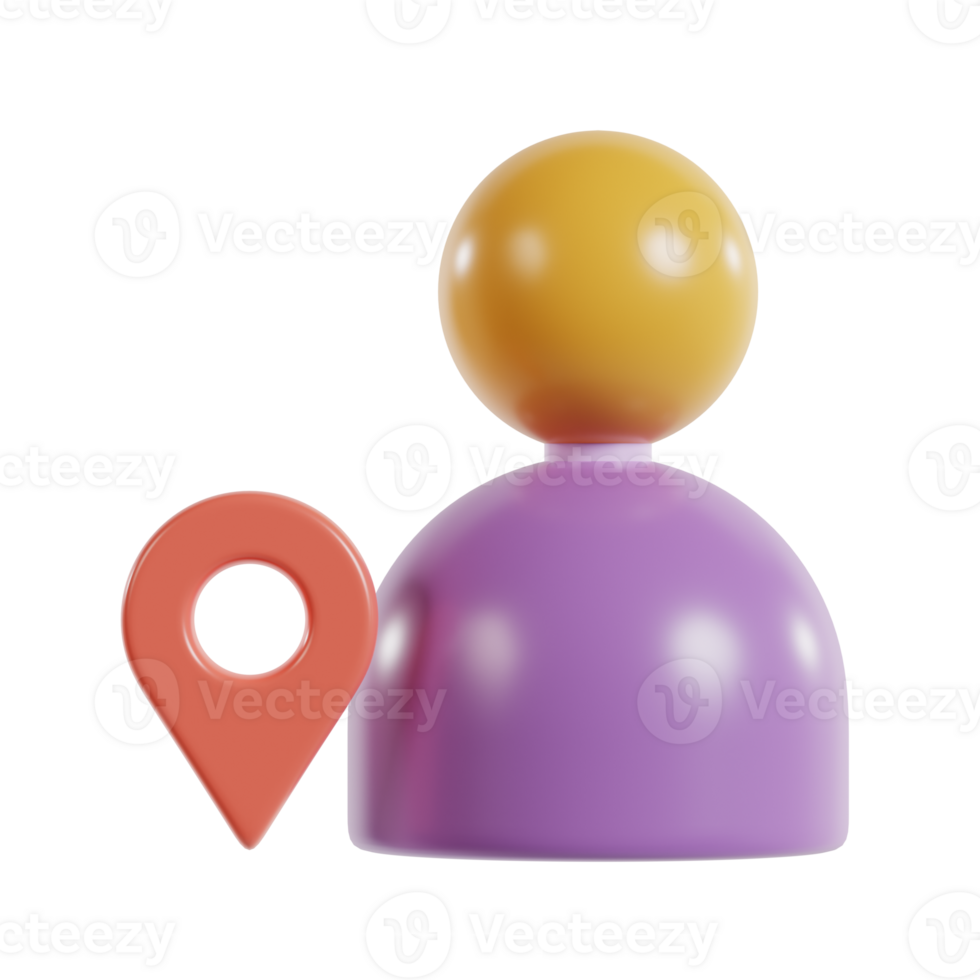 A colorful, stylized figure with a location pin, representing user identity and location. png