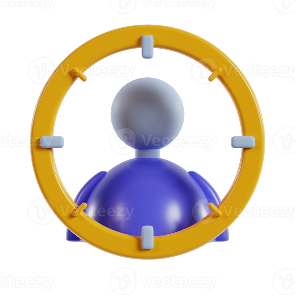 A stylized figure within a circular target, representing focus or selection. png