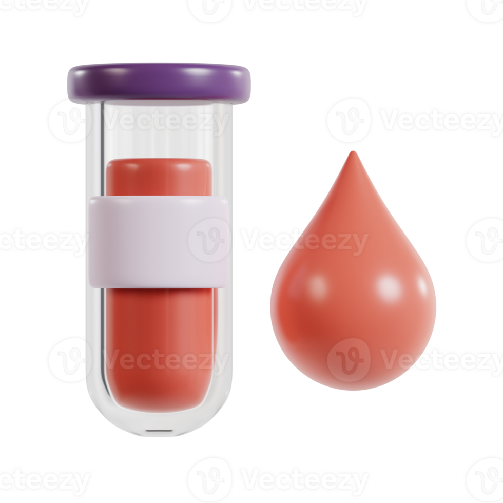 A test tube with a colored liquid and a droplet beside it, indicating a laboratory setting. png