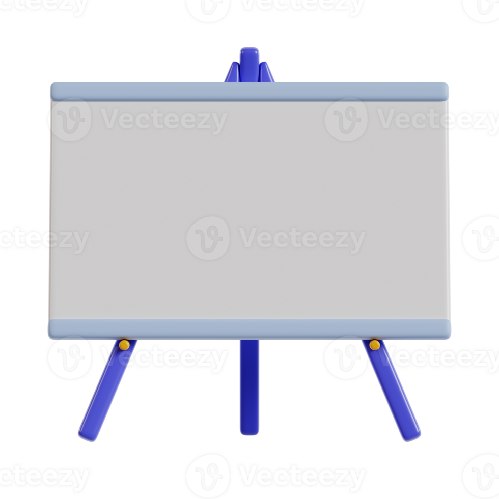 A blank easel board designed for presentations and brainstorming sessions. png