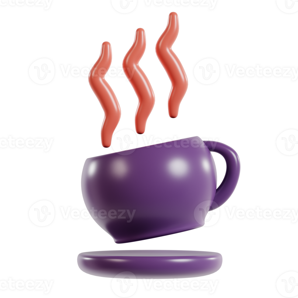 A purple coffee cup with steam rising, suggesting warmth and inviting aroma. png