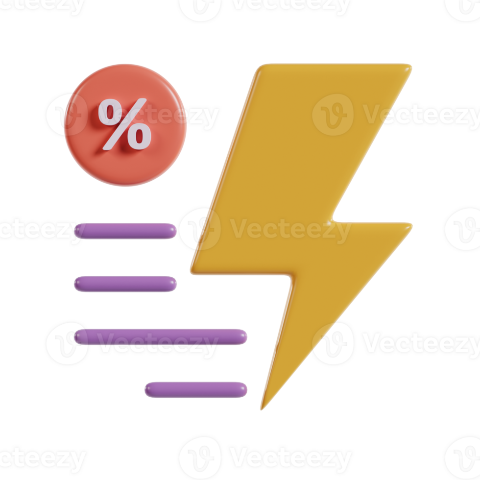 A stylized lightning bolt with a percentage symbol, suggesting energy or performance metrics. png