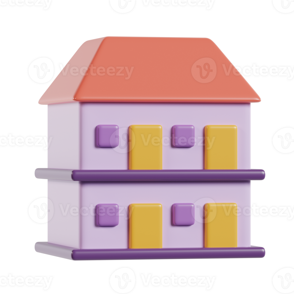 A colorful, stylized toy house with distinct features for imaginative play. png