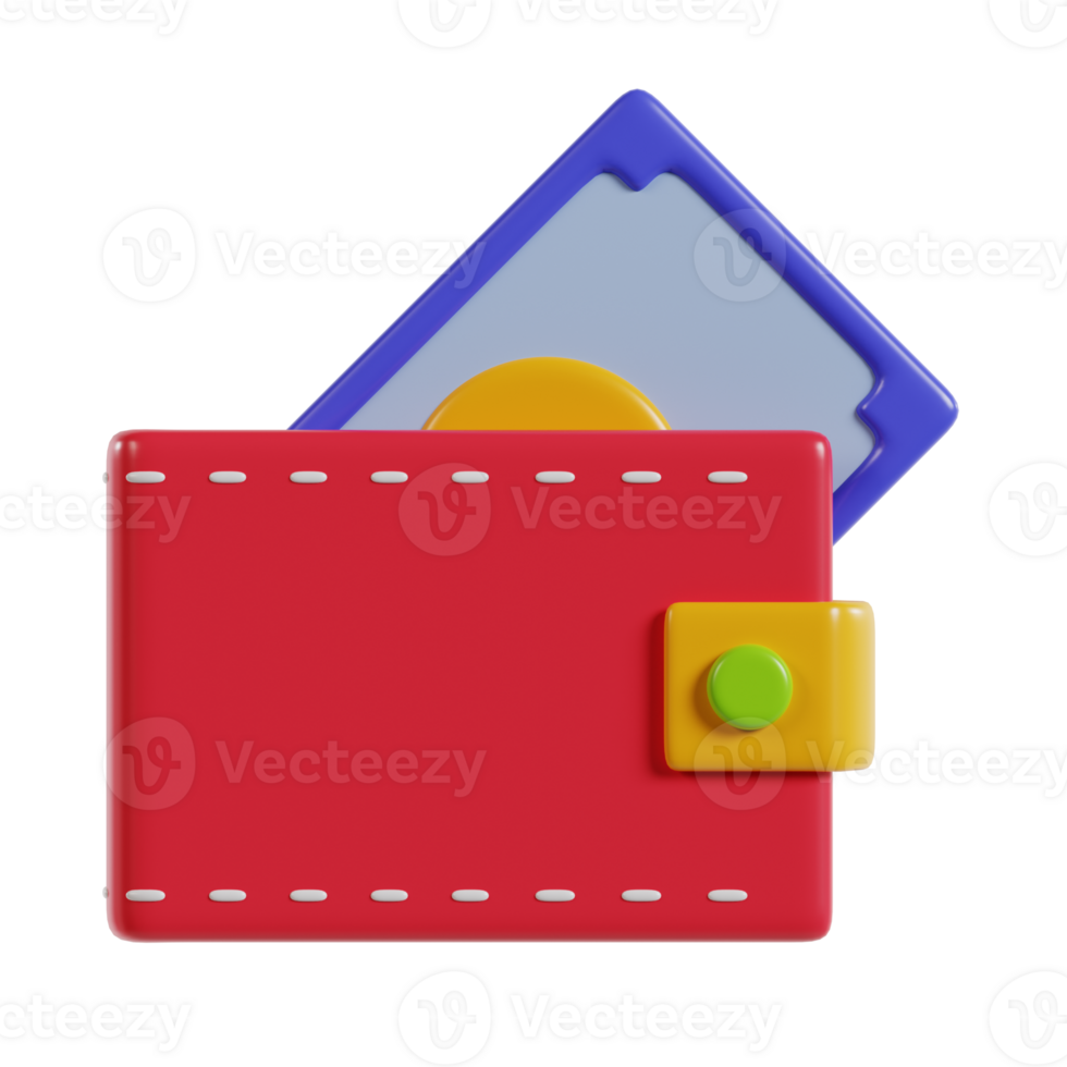 A colorful wallet with a card partially visible, representing finance and organization. png