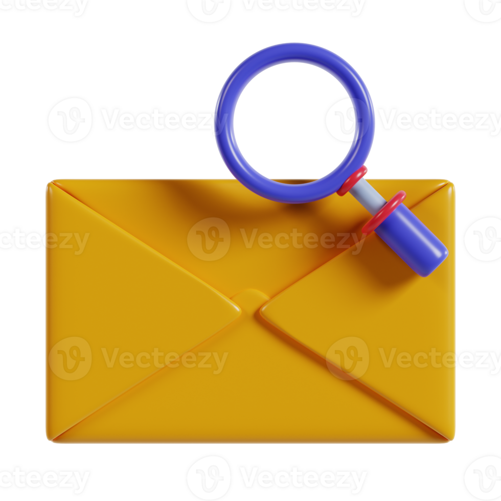 A yellow envelope with a magnifying glass, symbolizing communication and investigation. png