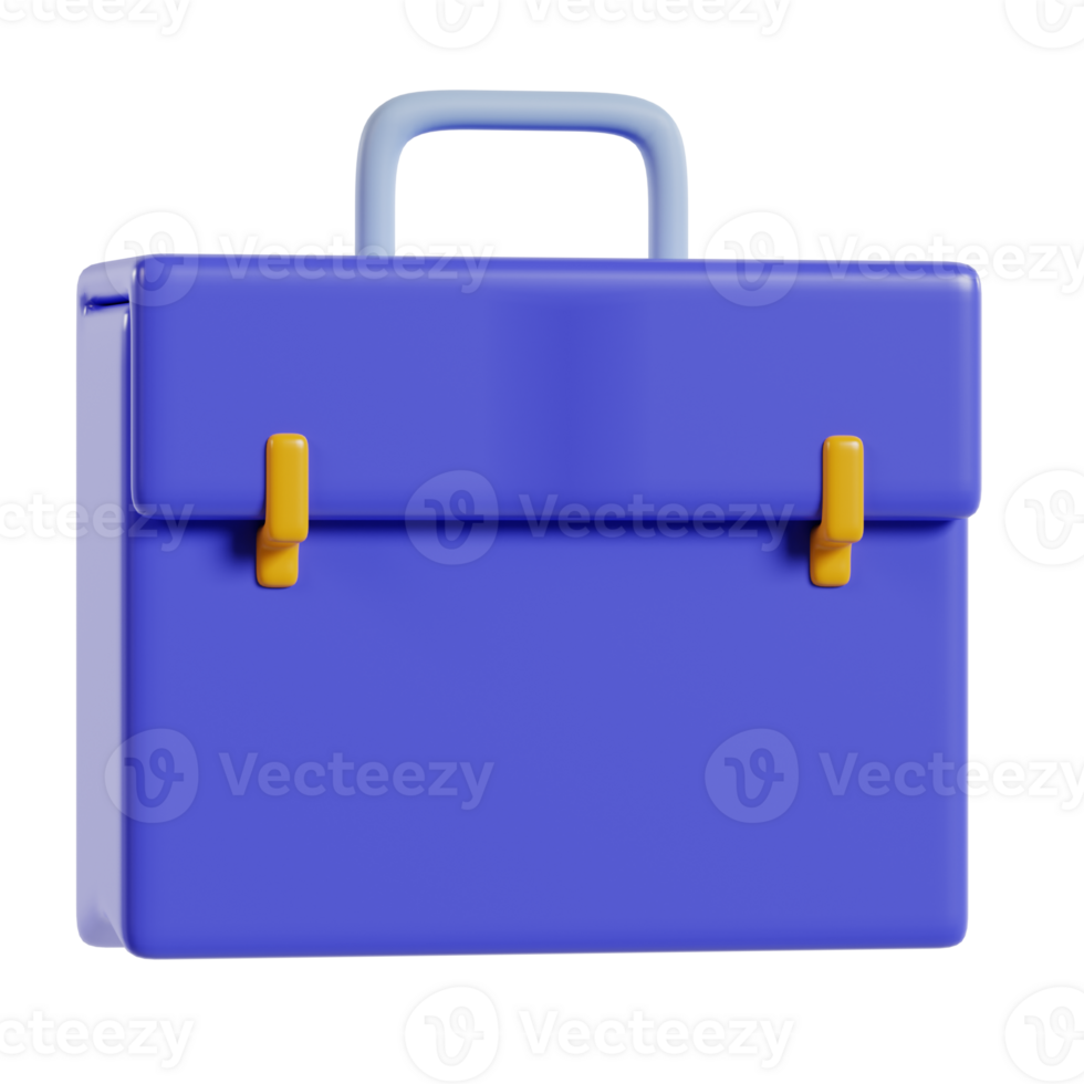 A purple briefcase with a handle and yellow clasps, typically used for carrying documents. png