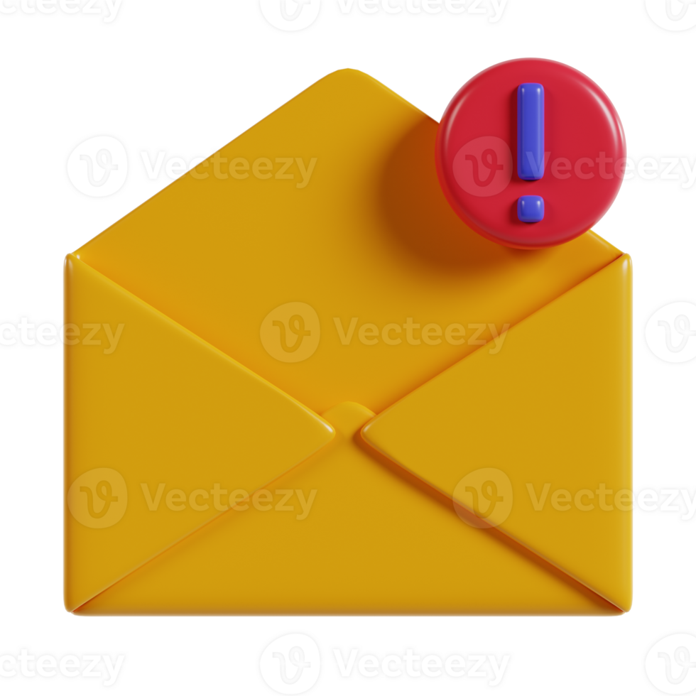 A stylized yellow envelope with a red notification symbol indicating a message or alert. png