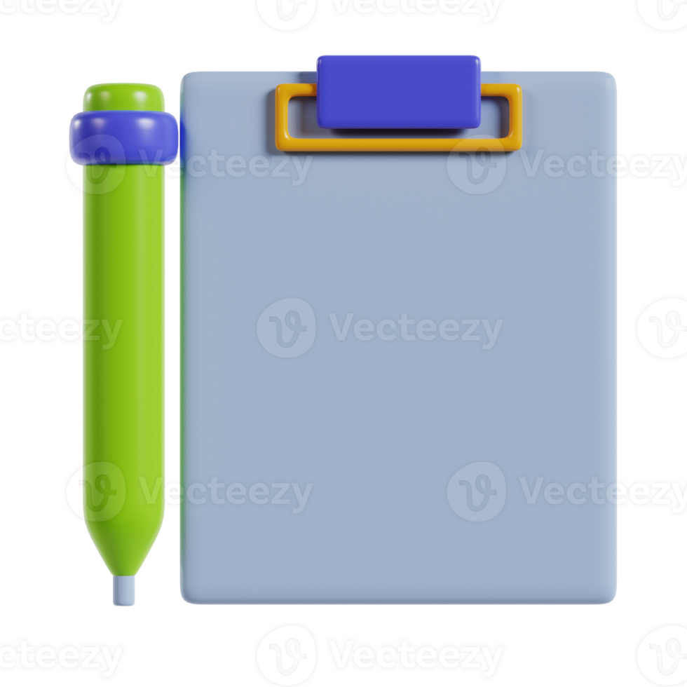 A green pen next to a blue clipboard, ideal for note-taking or organizing information. png