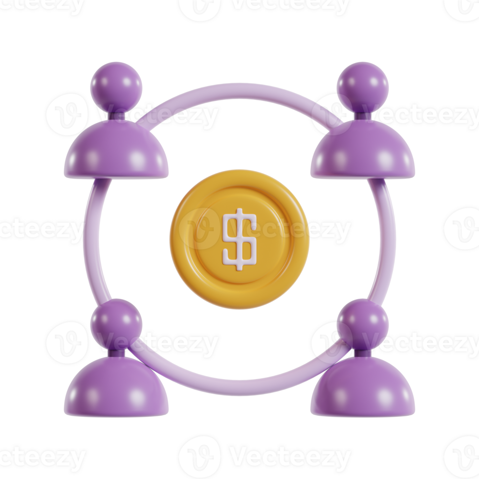 A graphic representation of collaboration and finance, featuring figures and a dollar symbol. png