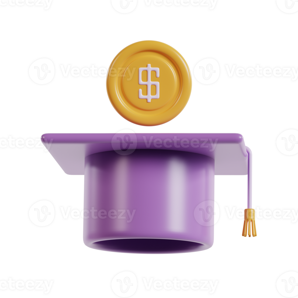 A graduation cap with a dollar coin, symbolizing education and financial success. png