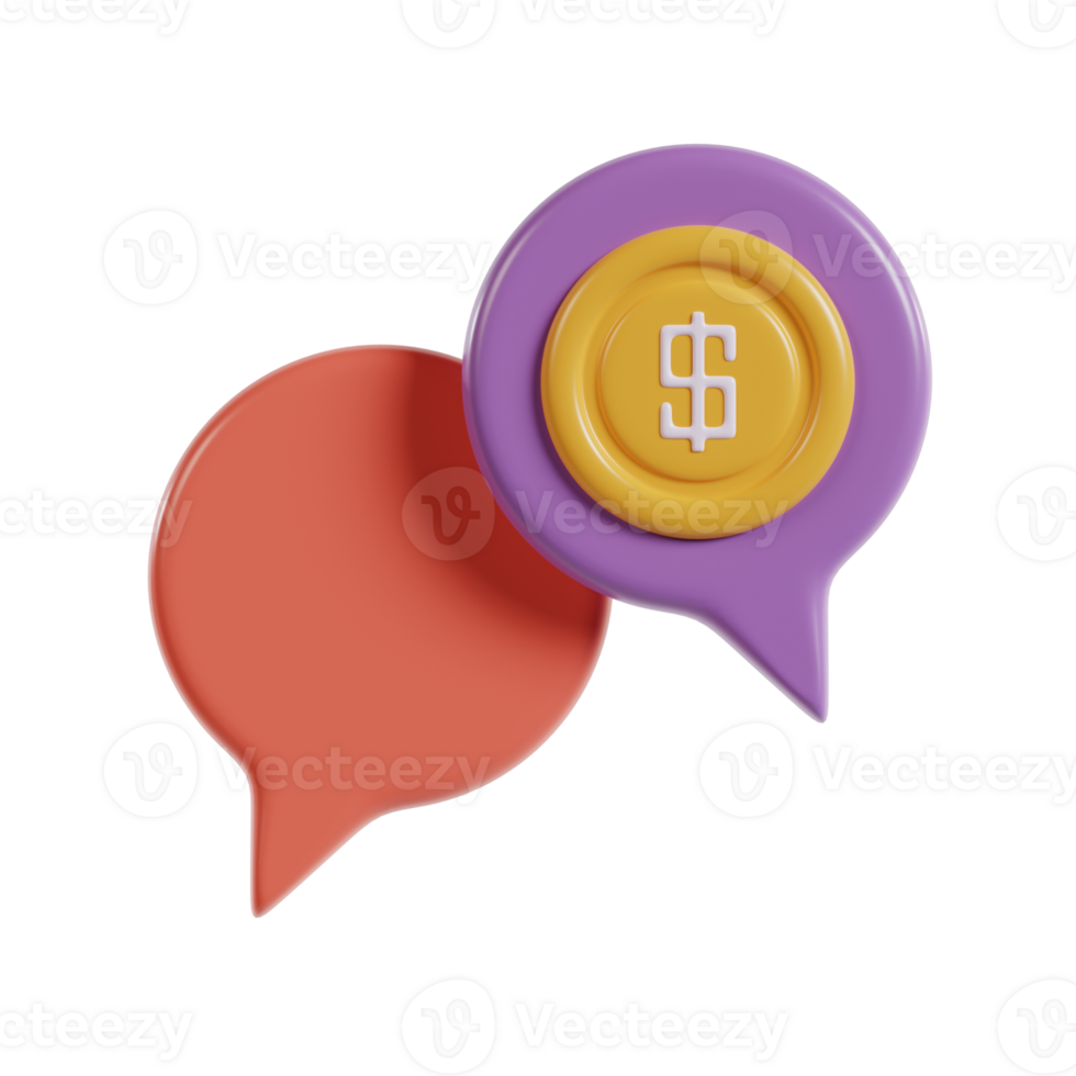 Two speech bubbles, one with a dollar sign, symbolizing financial conversation or investment. png