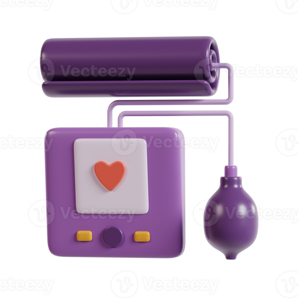 A purple medical device with a heart symbol, likely used for monitoring health. png