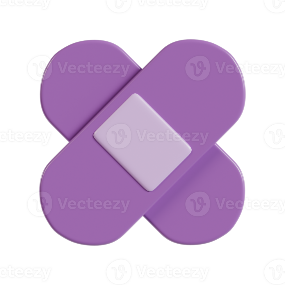 A purple adhesive bandage with a central pad, designed for minor wound protection. png
