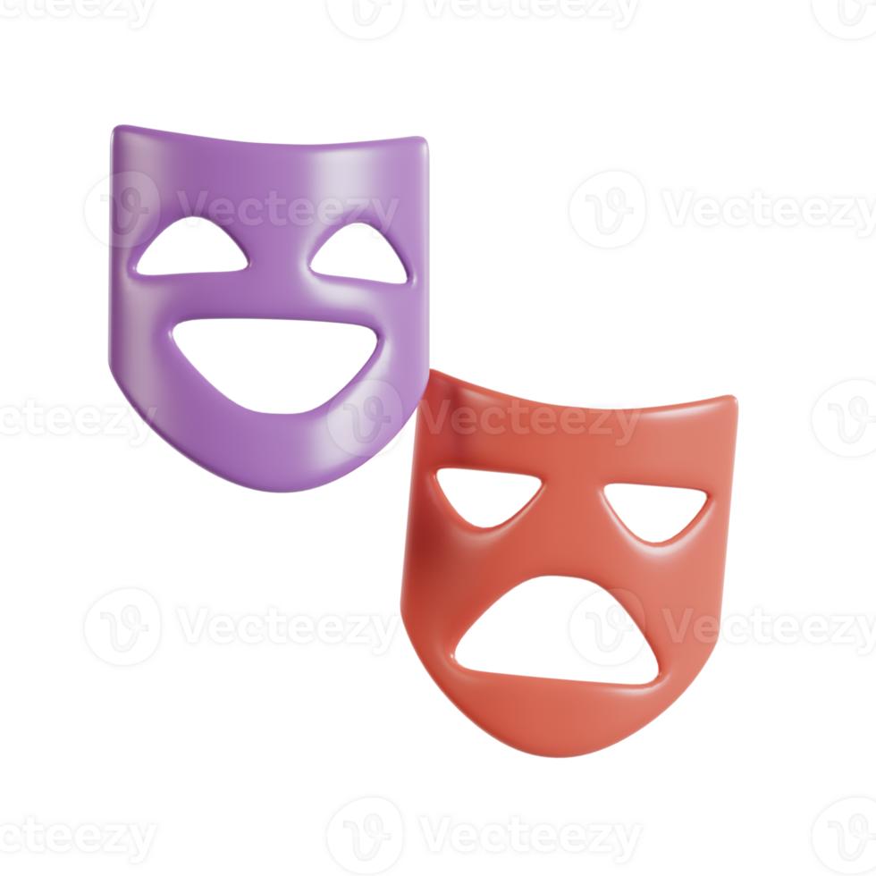 Two theatrical masks representing comedy and tragedy, symbolizing the performing arts. png