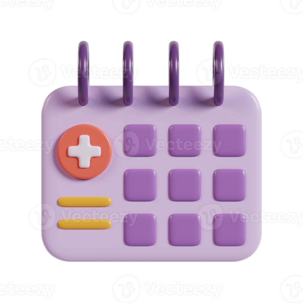 A purple calendar icon with a medical cross and grid layout, suggesting health-related scheduling. png