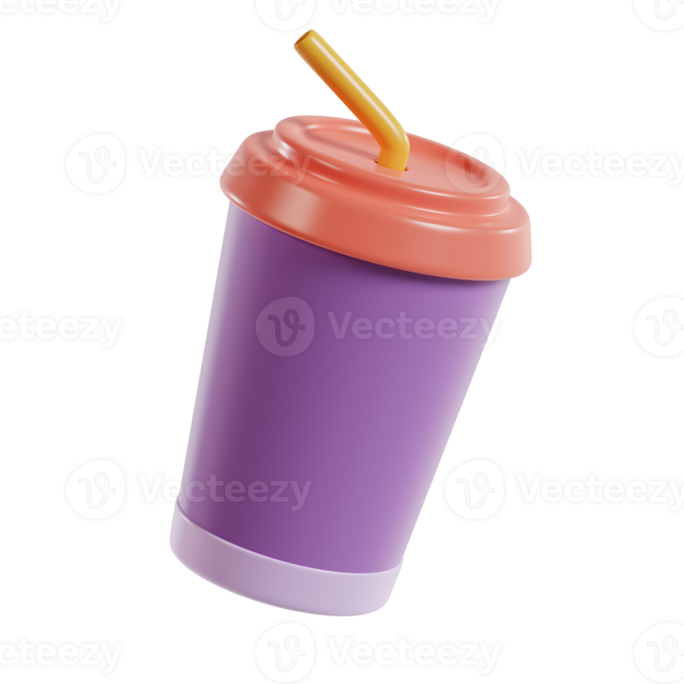 A colorful, stylized drink cup with a straw, perfect for beverages. png