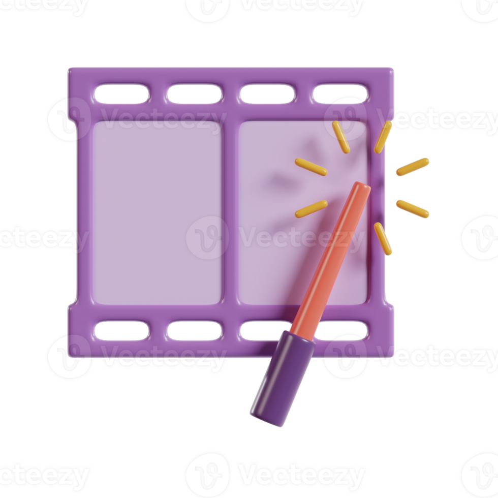 A purple film strip with a marker, representing creativity and editing. png