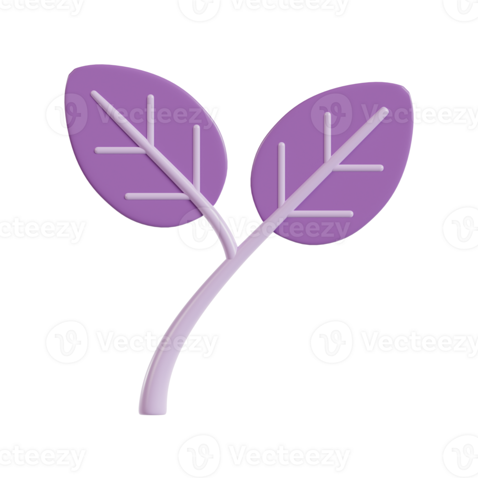 A stylized illustration of two purple leaves on a stem, symbolizing nature and growth. png