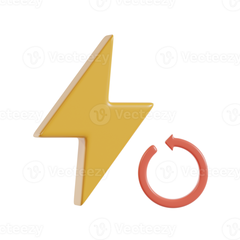 A stylized yellow lightning bolt icon next to a red refresh symbol, representing energy and renewal. png