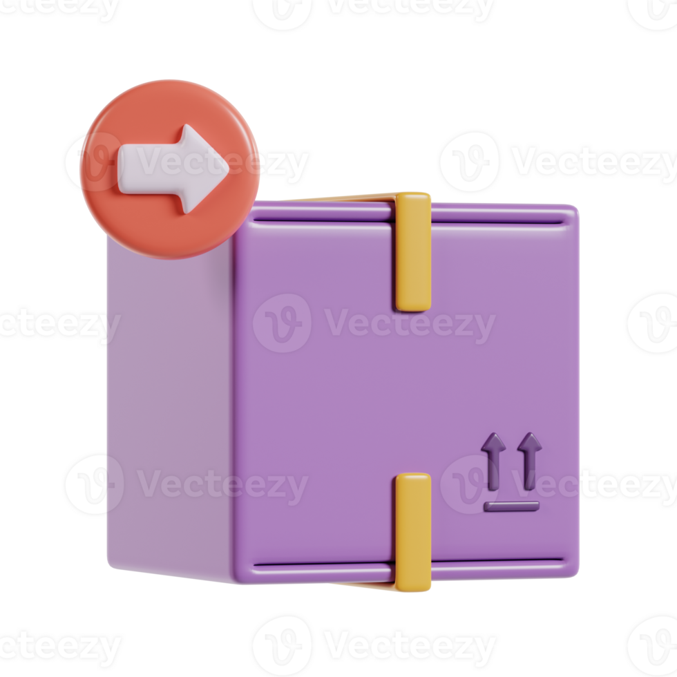 A purple box with an arrow symbol, indicating a direction for movement or delivery. png