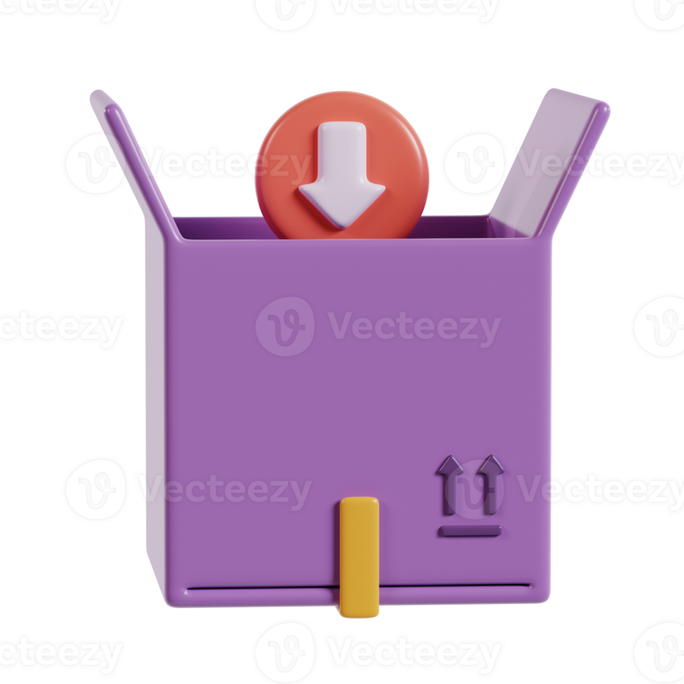 A purple box with an open lid and a downward arrow symbol, suggesting downloading or storage. png