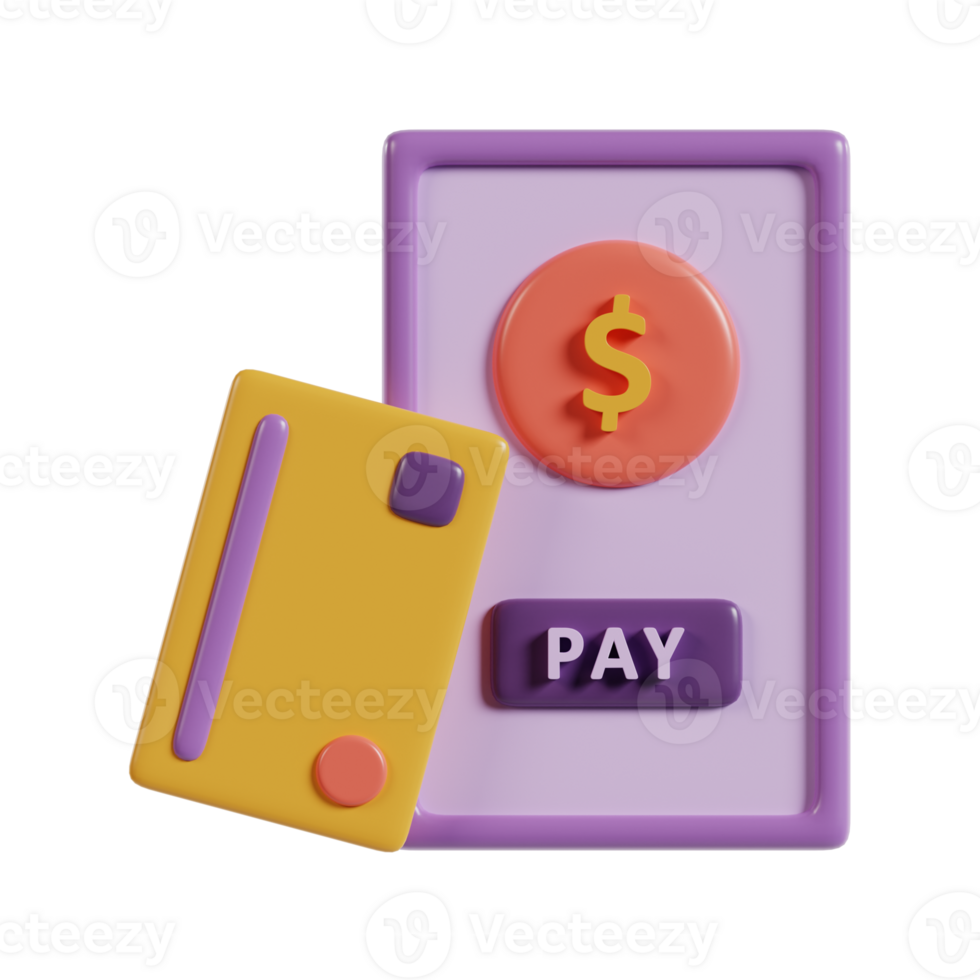 A colorful 3D representation of a payment card and a payment terminal. png