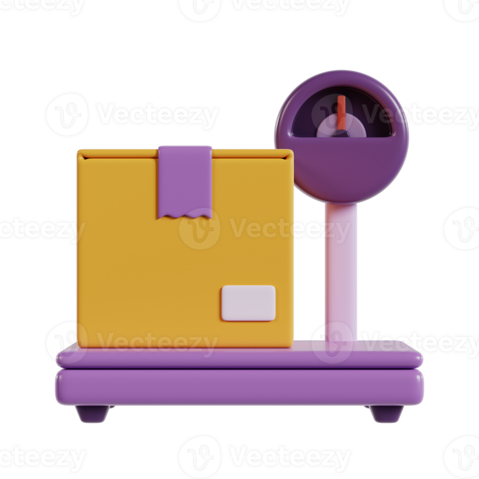 A colorful scale with a package, used for weighing items in a business or shipping context. png