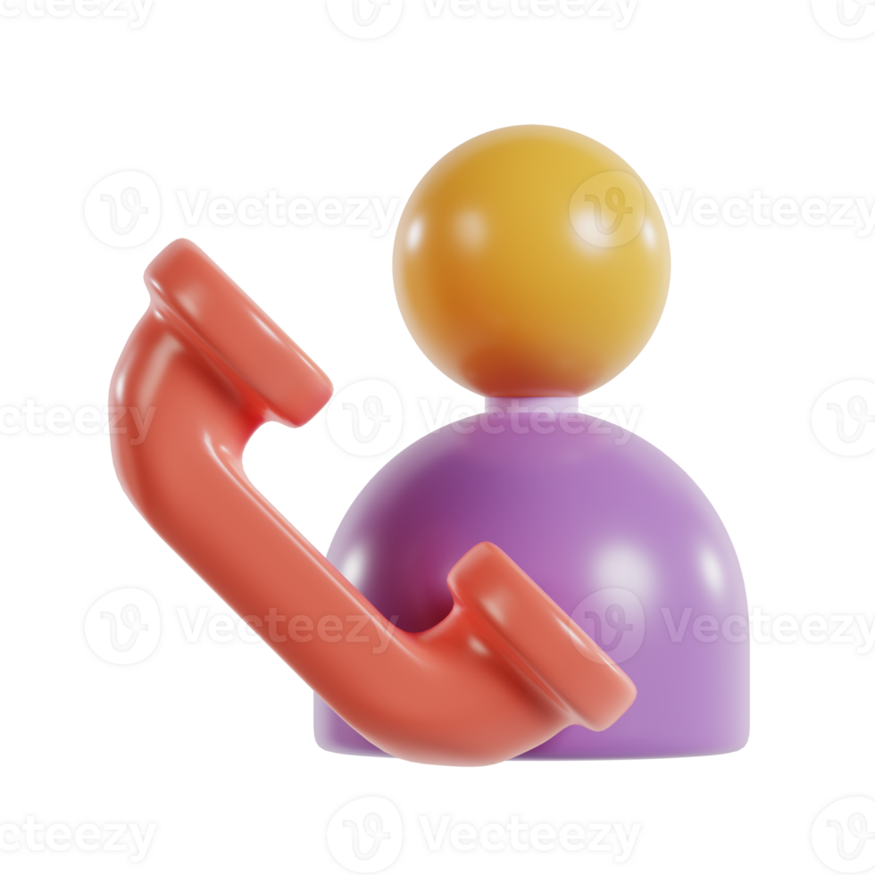 A colorful 3D representation of a person with a phone, symbolizing communication. png