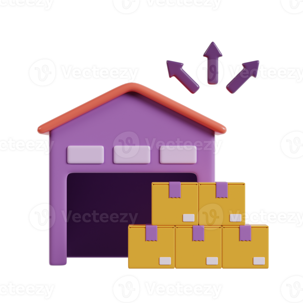 A stylized warehouse with stacked boxes, representing storage and logistics. png