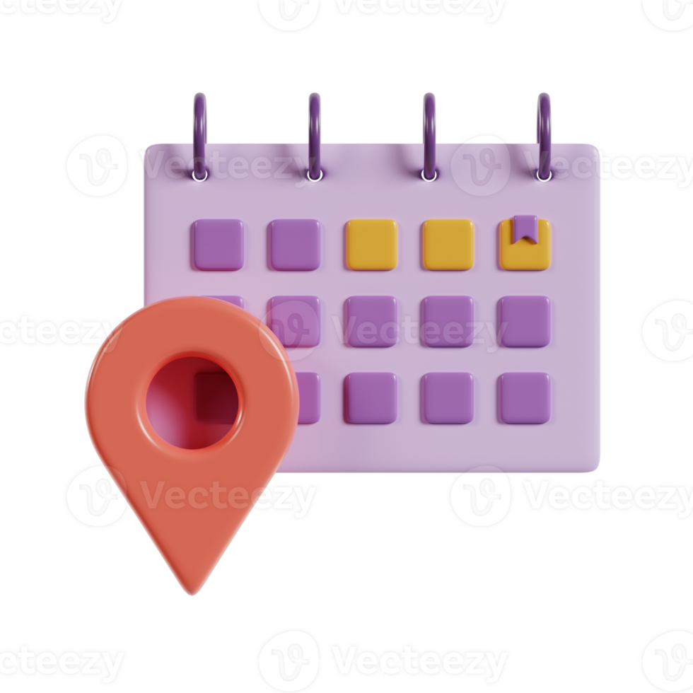 A colorful calendar with a location marker, symbolizing event planning and scheduling. png