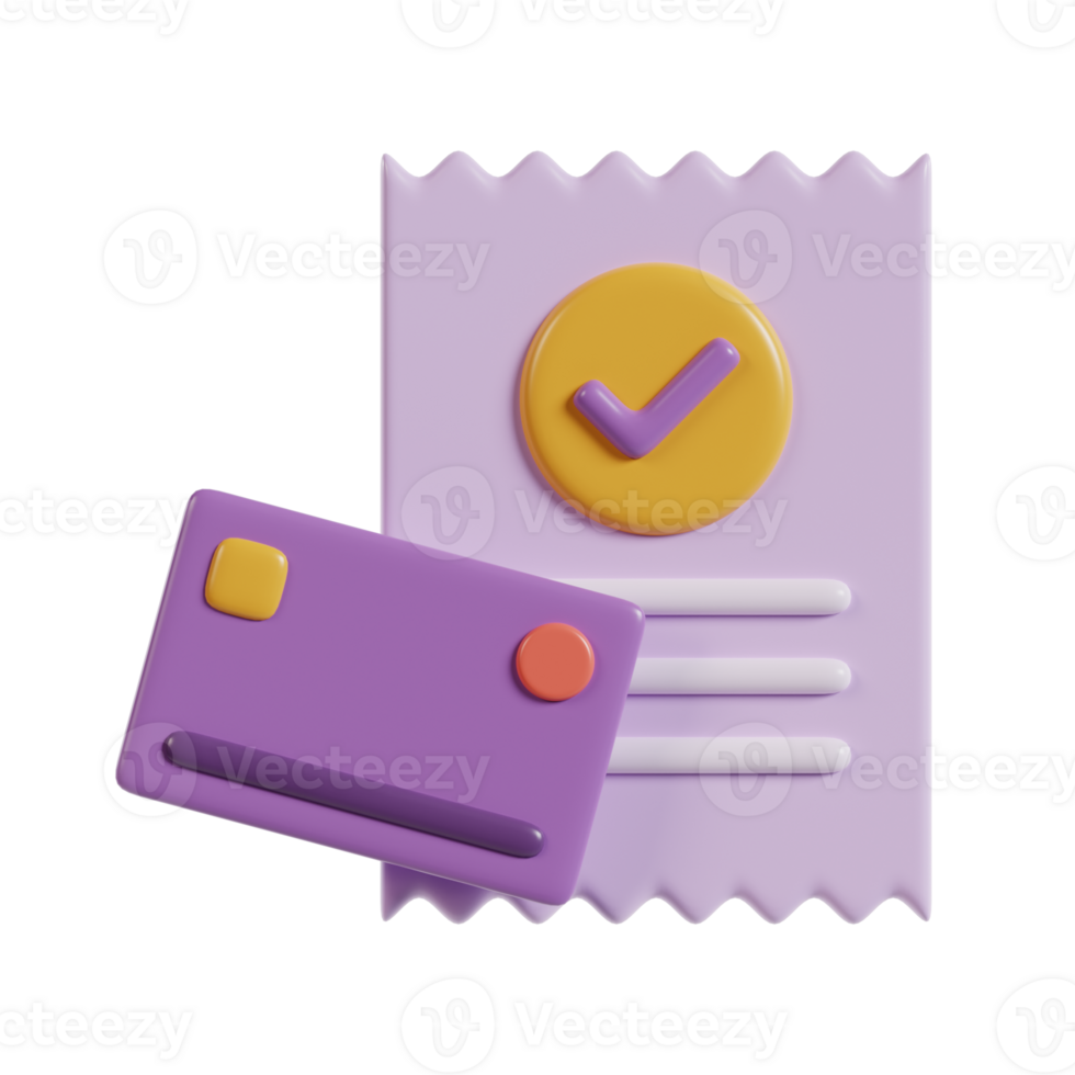 A stylized illustration of a document with a checkmark and a credit card, suggesting payment or approval. png