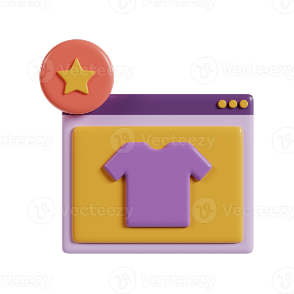 A colorful web interface featuring a shirt icon and a star badge, suggesting a favorite item. png