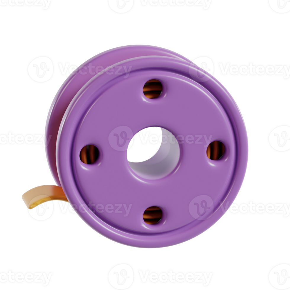 A purple spool with a hole in the center, possibly for holding thread or wire. png