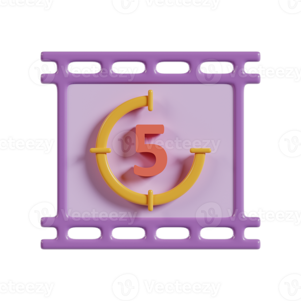 A colorful film reel icon featuring the number five, symbolizing countdown or progress. png