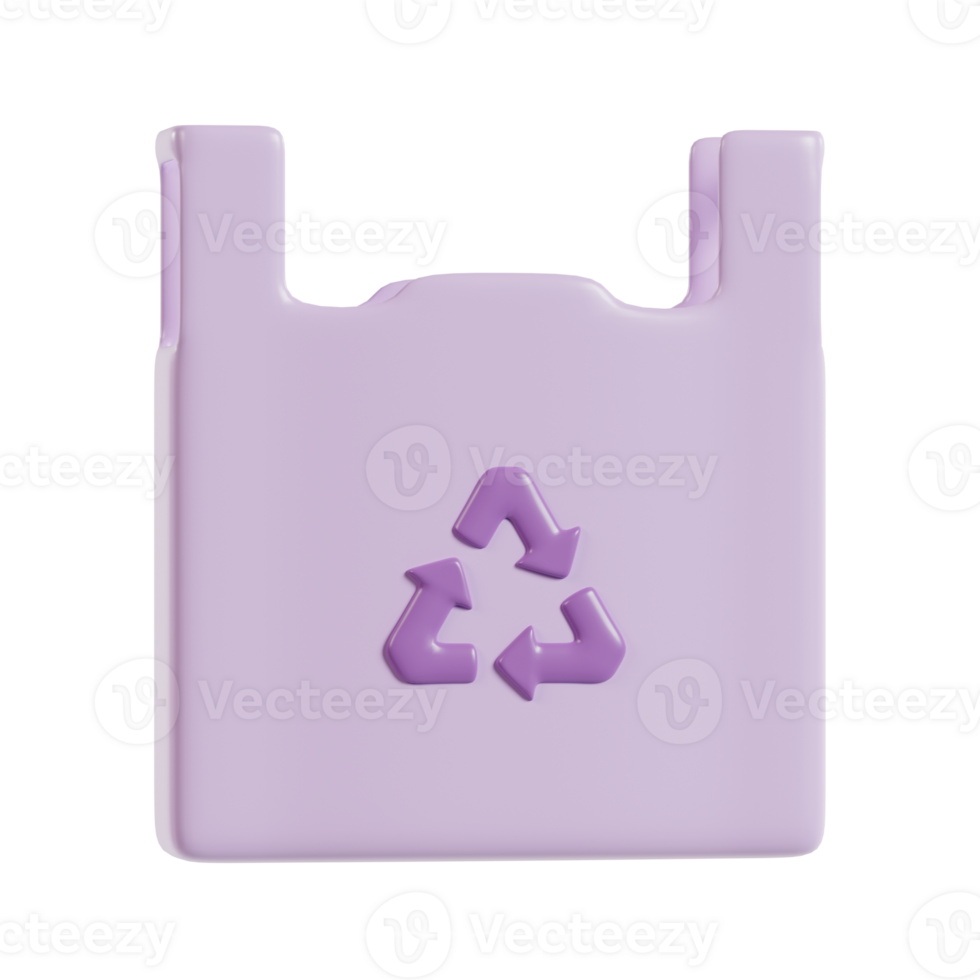 A purple recycling bag featuring a recycling symbol, emphasizing eco-friendliness. png
