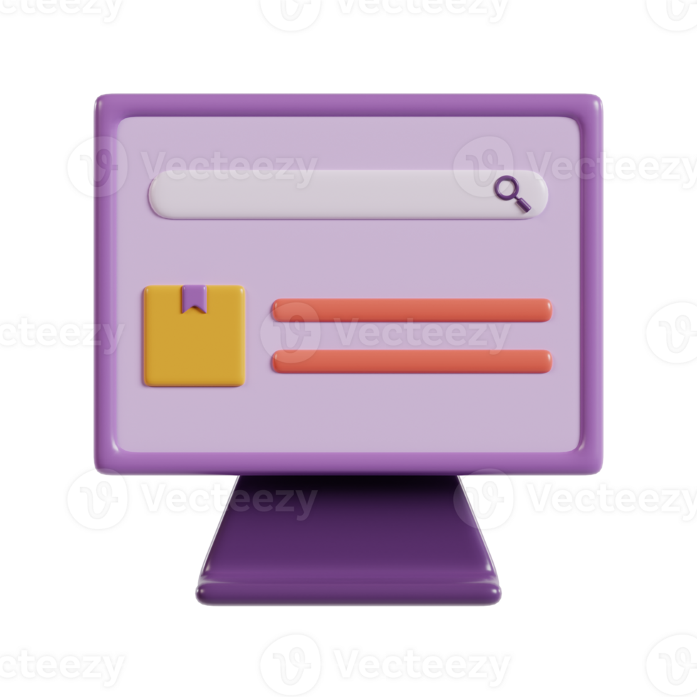 A stylized computer monitor displaying a search bar and additional interface elements. png