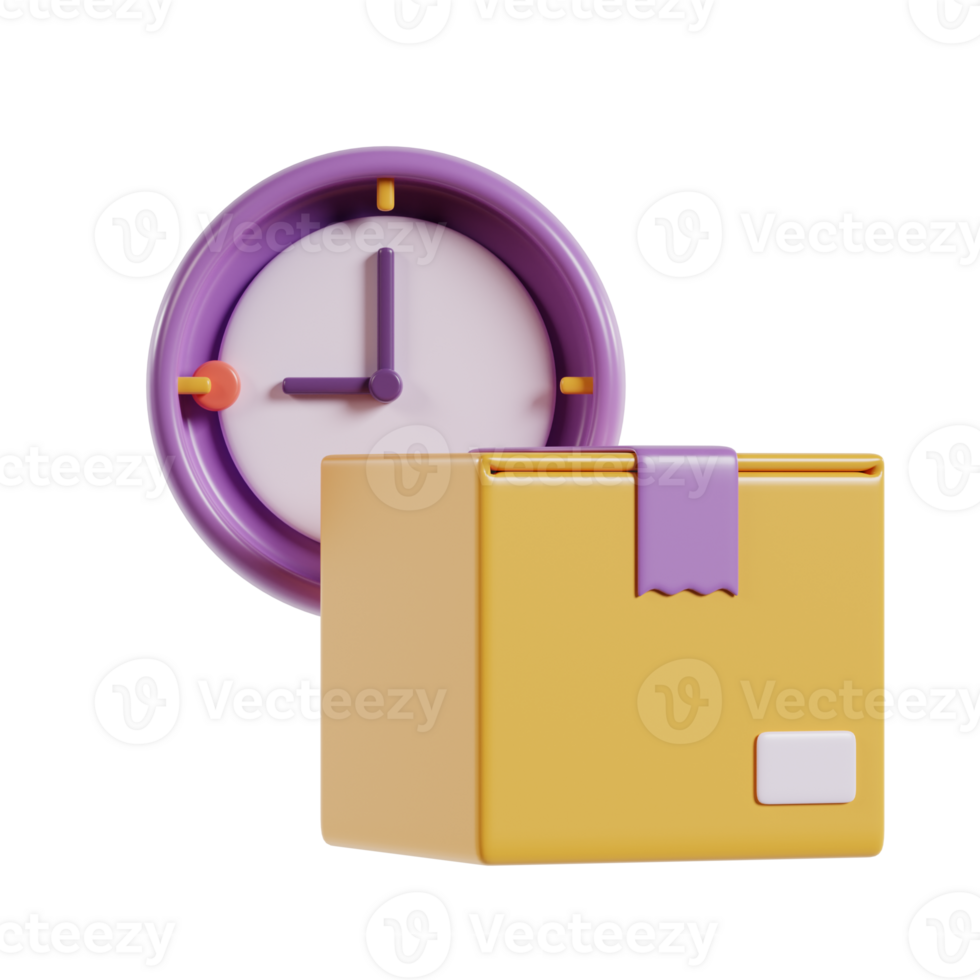 A colorful clock and a yellow box, symbolizing time management and organization. png
