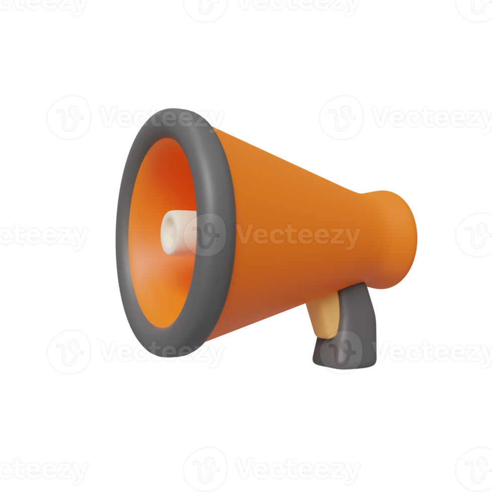 A bright orange megaphone designed for amplifying sound and communication. png
