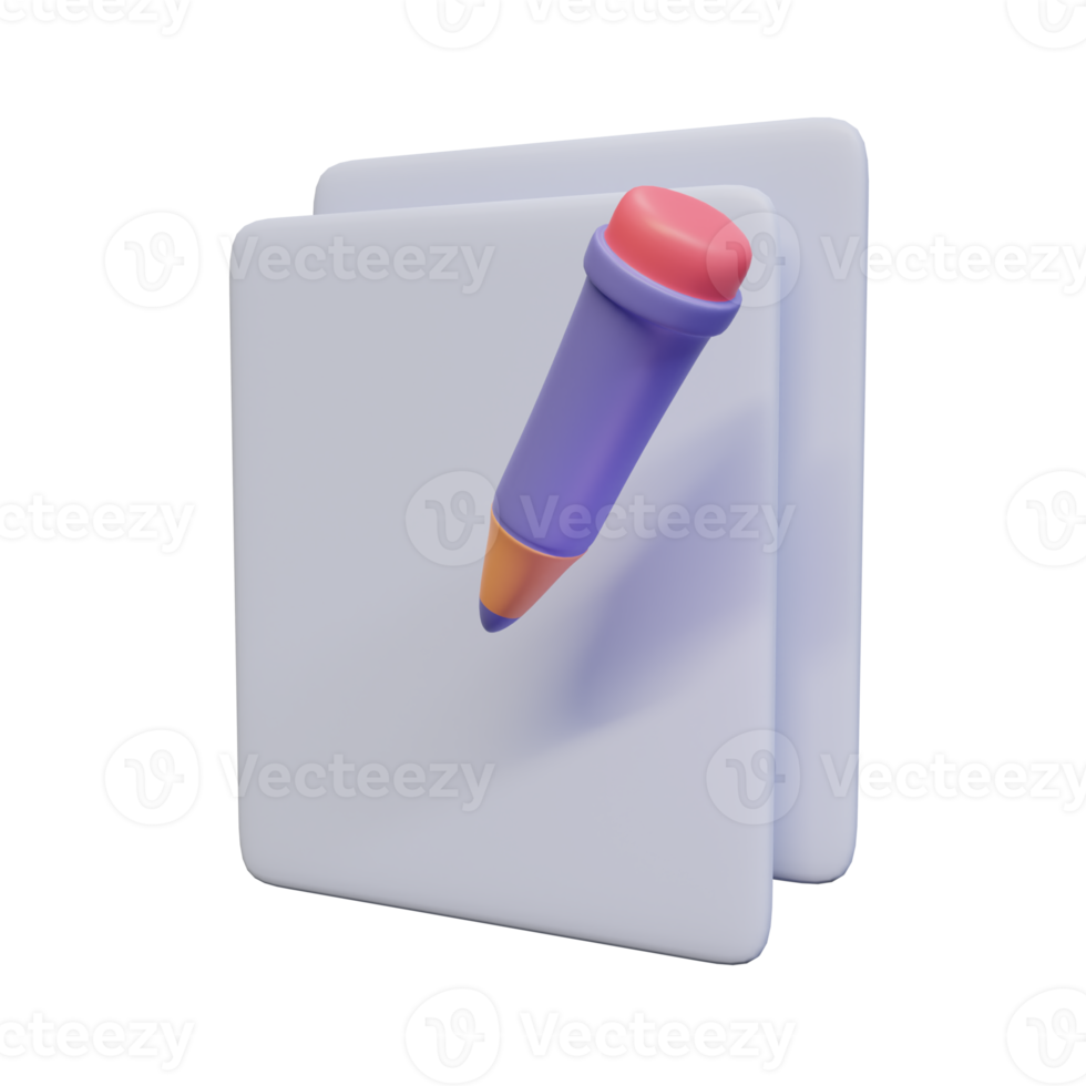 A stylized notepad with a colorful crayon, symbolizing creativity and note-taking. png