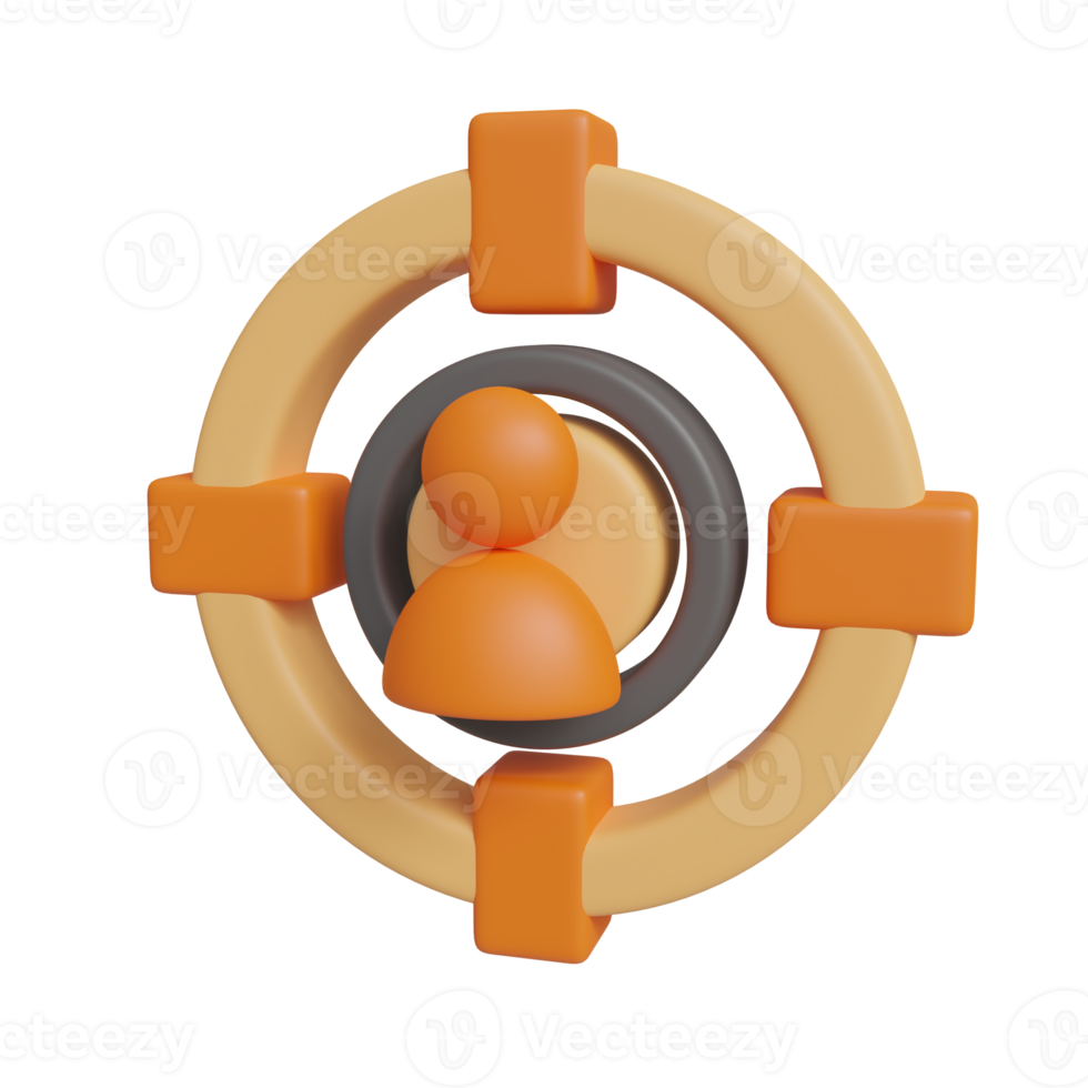 A stylized target icon featuring a person silhouette at its center, symbolizing focus or selection. png
