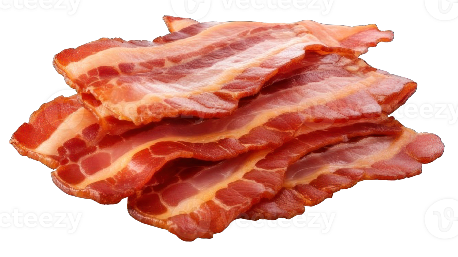 Collection of . Cooked Bacon Rashers, isolated on a transparency background. png