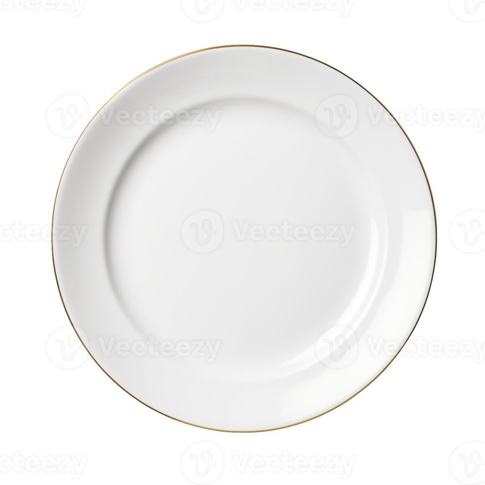 an empty white plate on a transparent background png