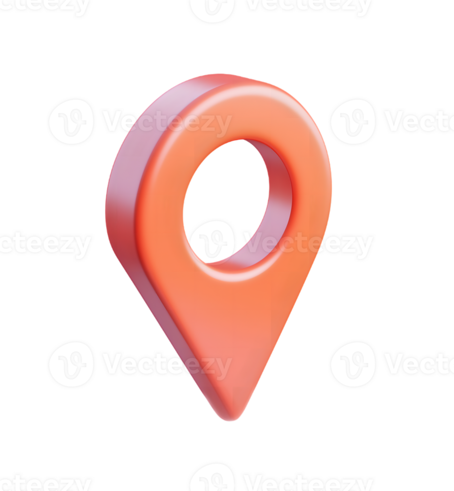 3d location pin icon on transparent background png