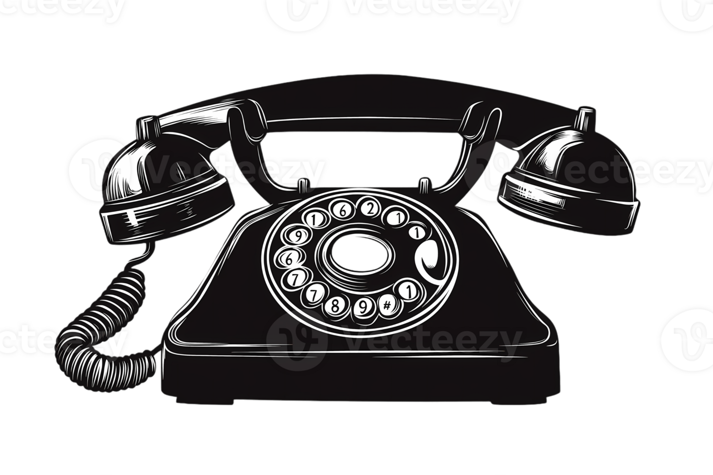 Classic Vintage Rotary Dial Telephone isolated on transparent background png