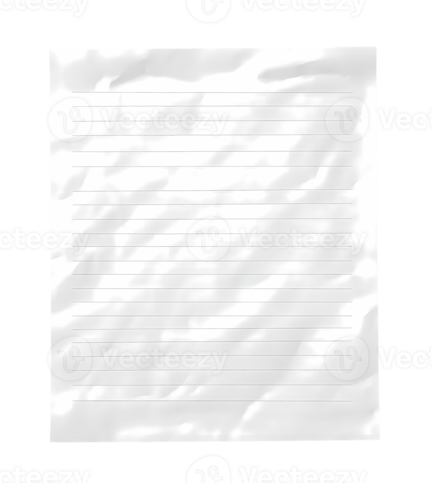 Paper sheet lined page isolated on transparent background png