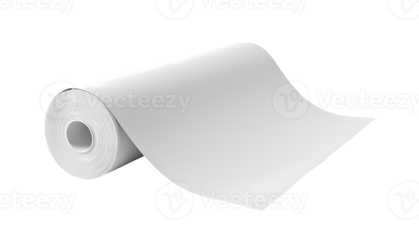 Empty white wallpaper twisted roll mockup isolated on transparent background png