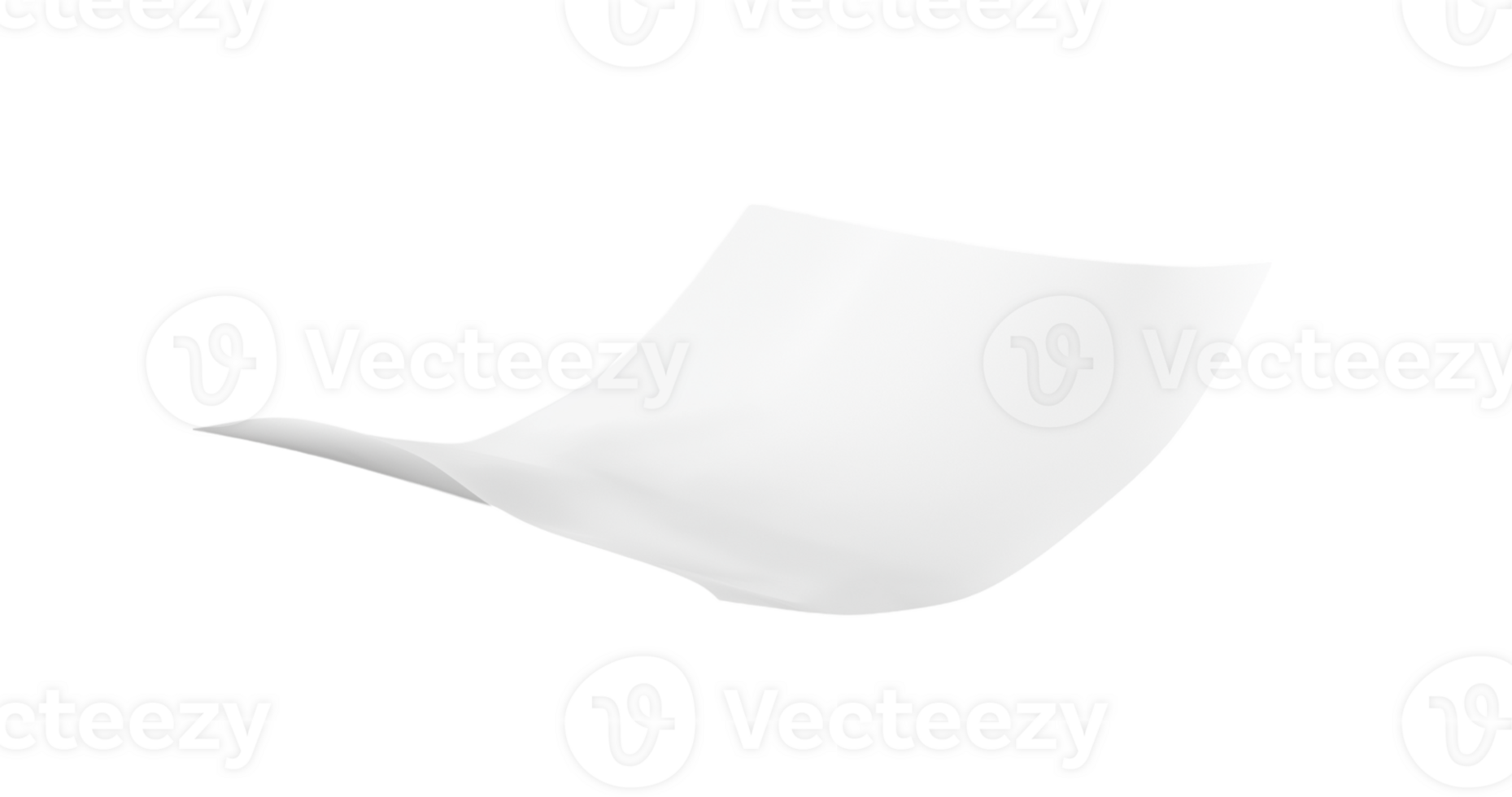 White paper flying isolated on transparent background png